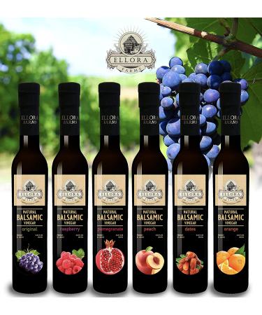 Ellora Farms Pomegranate Infused Aged Balsamic Vinegar 8.45oz - All Natural, No-Additives, Italian Glass Bottle - Buy Online on SooperMarket.com