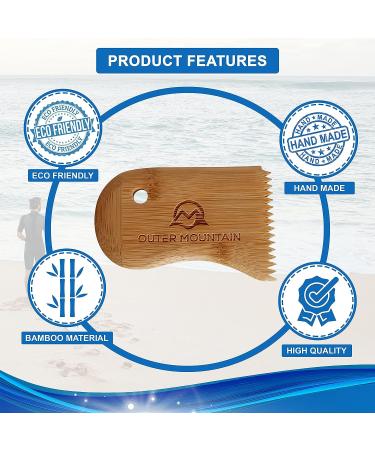 Bamboo Surfboard Wax Comb - Premium Surf Wax Scraper and Remover for Surfers - Outer Mountain Surfboard Essential - Buy Online on SooperMarket.com