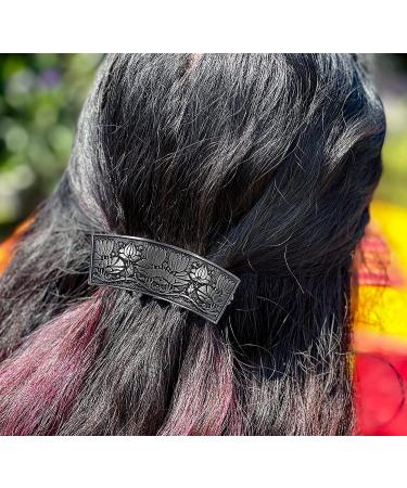 Water Lily Hand Crafted Metal Barrette | Medium 70mm Clip | Made in USA by Oberon Design - Buy Online on SooperMarket.com