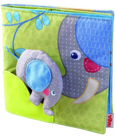 Haba 300146 - fabric book Elefant Egon soft crackling book with many feelings and play effects beautifully designed baby toys from 6 months (the packaging can vary)
