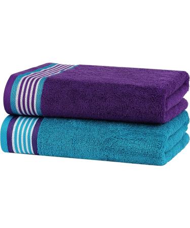 CASA COPENHAGEN 550 GSM 6-Piece Towel Set - Super Soft Egyptian Cotton - Violet Indigo & Teal Green - Buy Online on SooperMarket.com