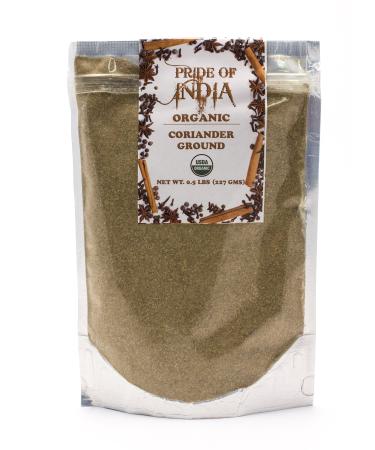 Pride of India  Coriander Seed Ground  Authentic Indian Spice  Freshly Packed Gourmet Spice  Must Ingredient in Indian & Middle Eastern Cuisines  Easy to Store  8oz. Medium Dual Sifter Jar