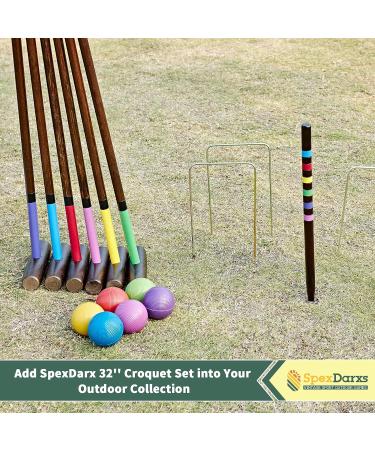 SpexDarxs 32 Six Player Croquet Set with Premium Wooden Mallets & Carry Bag - Fun Outdoor Lawn Game for Kids & Adults - Buy Online on SooperMarket.com