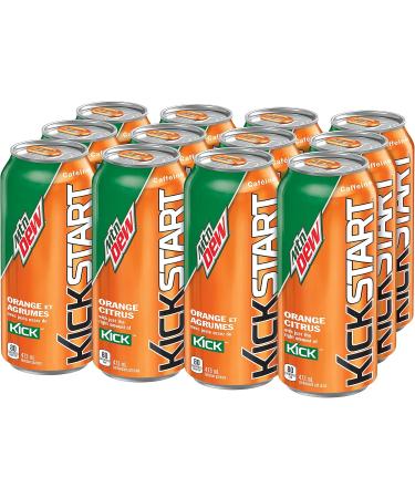 Mountain Dew Kickstart Orange Citrus Carbonated Soft Drink 473 mL Cans 12 Pack - Buy Online on SooperMarket.com