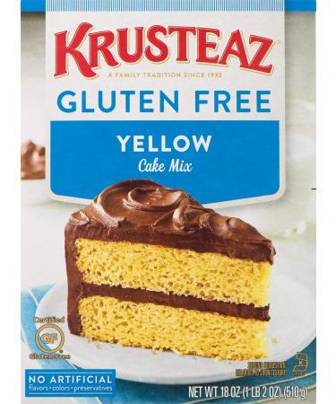 Krusteaz Gluten Free Yellow Cake Mix, 18 Ounce, Pack of 8