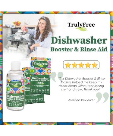 Truly Free Natural Dishwasher Booster & Rinse Aid | Non-Toxic Formula for Tough Stains & Water Spots | Reusable Bottle & Refill Starter Kit - Buy Online on SooperMarket.com