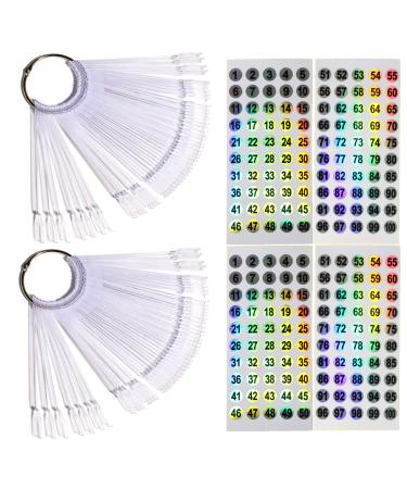 WORKIRO 100 pieces Nail Display with ring and number sticker 1-100 presentation tips nails sample tips for nails almond exercise tips for nail color display nail art nail tips (transparent) 1 piece (1 Pack) transparent