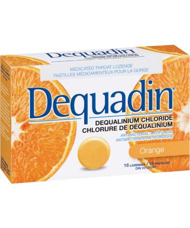 Dequadin Medicated Throat Lozenges - Orange | Provides Antibacterial & Antifungal Relief From Soar Throat & Mouth Sores | 16 Count - Buy Online on SooperMarket.com