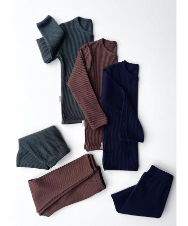 DreamBuy Ribbed Pyjama/Loungewear in 20 Colours | Unisex Baby, Women, Men | 3-6 Months Pine - Buy Online on SooperMarket.com