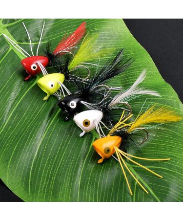 12pcs Colorful Fly Fishing Poppers for Bass, Trout, Salmon - Freshwater Topwater Lures with Hooks - White Assortment - Buy Online on SooperMarket.com