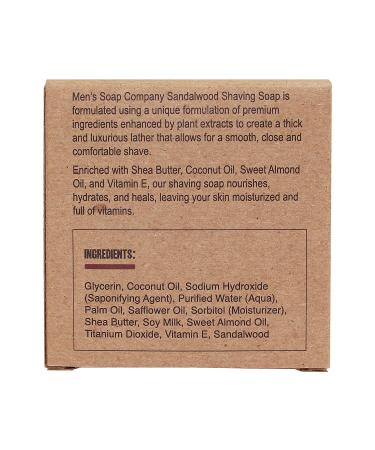 Mens Soap Company Sandalwood Shaving Soap 4.0oz Refill Puck - Natural Vegan Formula with Shea Butter & Vitamin E for Thick Lather and Skin Protection - Buy Online on SooperMarket.com
