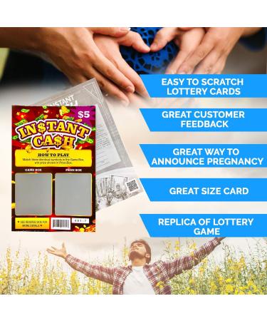 Pregnancy Announcement Lottery Scratch-Off Tickets - 10 Pack | Authentic 4x6 Design for Baby Announcements | Great for Grandparents Future Dad & Friends - Buy Online on SooperMarket.com