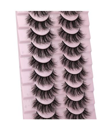 wiwoseo False Eyelashes Natural Faux Mink Lashes Wispy Fluffy 3D Fake Eyelashes 10 Pairs Pack
