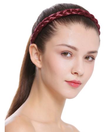 WIG ME UP - CXT-006-120 hairband headband braided traditional costume 2cm wide garnet red braid