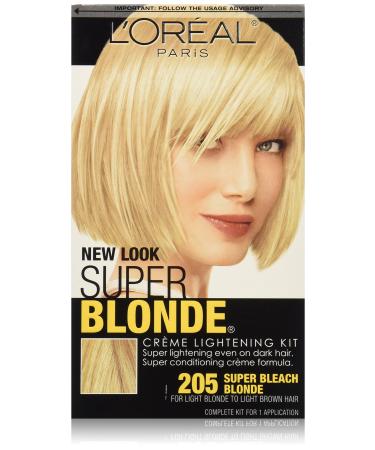L'Oreal Paris Super Blonde Creme Lightening Kit, 205 Light Brown To Light Blonde 205 Super Bleach Blonde
