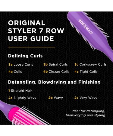 Denman D3 Curly Hair Brush - African Violet 7 Row Styling Brush for Curls - Men & Women - Buy Online on SooperMarket.com