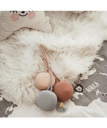 J.B rn Silicone Dummy Case | Dummy Holder Stores 3 Dummies | Easy to Clean Pacifier Holder | Easy to Attach Long Strap | Pacifier Case for Travels | Soother Holder for Newborn Stroller (Beige) - Buy Online on SooperMarket.com