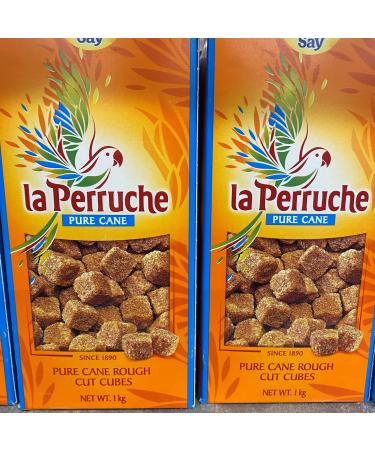 La Perruche Pure Cane Rough Cut Cubes Brown | 100% Cane | Ideal for Tea and Coffee | Perfect for Cafes and Hotels | 1kg (Pack of 2)