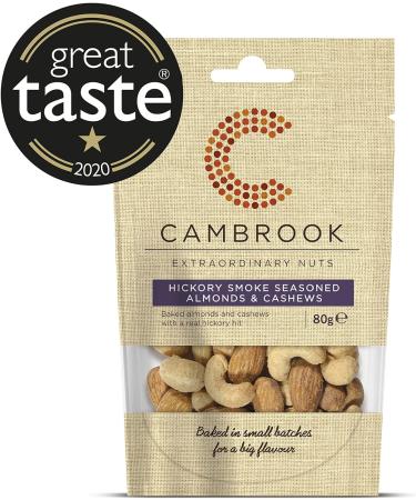 Cambrook Hickory Smoke Seasoned Almonds & Cashews 80g Bag - Premium Quality, Gluten-Free, Vegan Nuts - Buy Online on SooperMarket.com