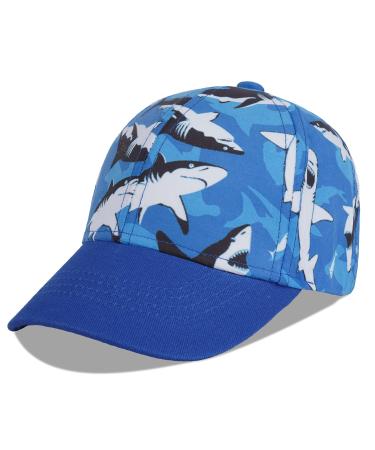 LANGZHEN 100% Cotton Outdoor Children's Kids Plain Baseball Cap Hat Adjustable Sun Hat for Girls Boys S Black Shark