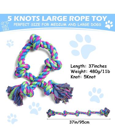 Aitmexcn Indestructible Dog Rope Toy - 37 Inch Tough 5 Knots Chew Toy for Large and Medium Dogs - Buy Online on SooperMarket.com