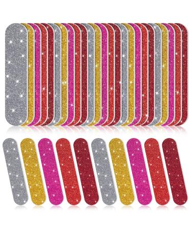 150 Pieces Disposable Nail File Double Sided Emery Nail Files Colorful Nail Files for Home Salon Use (Glitter Style)