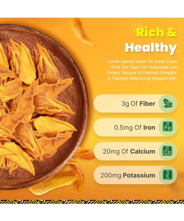 Organic Dried Mango Slices 16oz - No Sugar Added, All-Natural, Non-GMO | Tropicaux Reign - Preservative-Free Nutritious Snack - Buy Online on SooperMarket.com