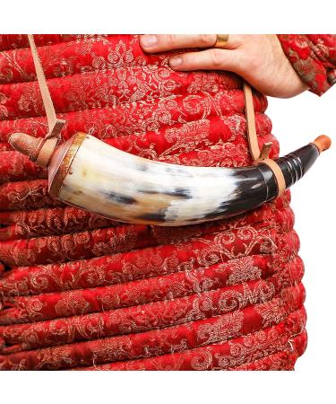 Mythrojan Hand Carved Black Powder Horn for Rifles - Civil War Reenactment Accessory - Buy Online on SooperMarket.com