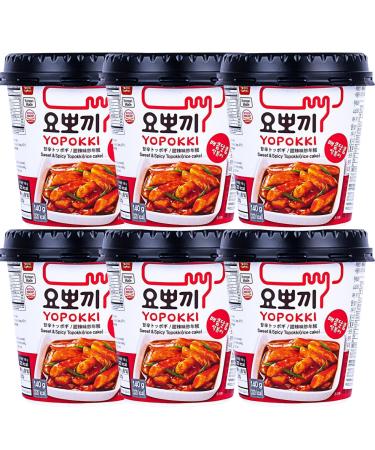 Young Poong Yopokki Sweet & Spicy Tteokbokki Cup 140g I Korean Topokki Instant Retort Rice Cake Snack (Pack of 6)