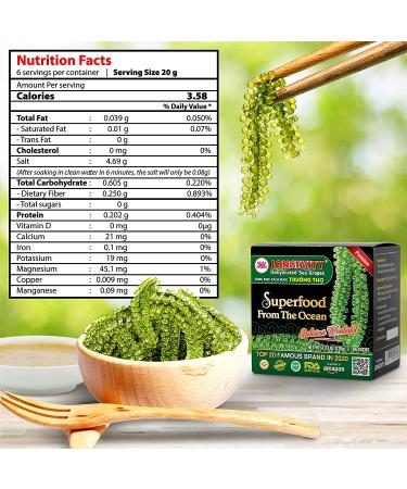 Longevity Dehydrated Sea Grapes 4.23 oz (6 pack) - Umibudo Green Caviar & Lato Seaweed | Boost Immune System & Health, 4.2 oz (Pack of 6) - Buy Online on SooperMarket.com