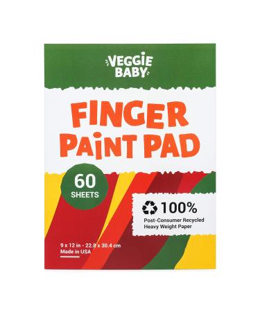 Veggie Baby Art Paper Pad for Finger Painting, Drawing and Coloring, 60 Sheets, Kids and Toddlers Multimedia Paint Use, Unwaxed Heavy Stock for Crayons and Projects