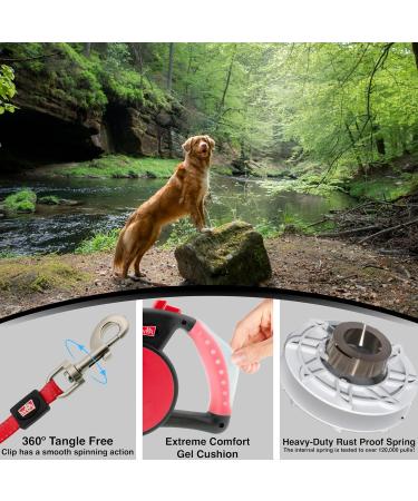 Retractable Gel Pet Leash Handle - Red Medium | Dog Leash - Buy Online on SooperMarket.com