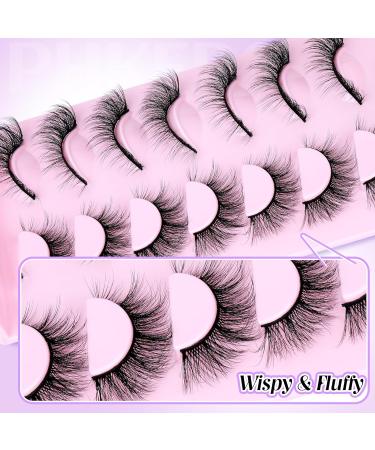PHKERATA 15MM Wispy Cat Eye False Eyelashes Kit - 7 Pairs + 5ML Glue for Natural, Fluffy Look - Buy Online on SooperMarket.com