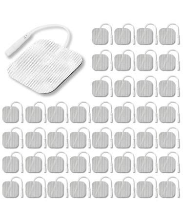 Syrtenty TENS Unit Pads 2"X2" 44 Pcs, 3rd Gen Reusable Latex-Free Replacement Pads Electrode Pads with Upgraded Sticky Electrode Pads Gel and Non-Irritating Design for Muscle Stimulator Electrotherapy