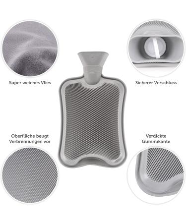 Blum Valley 1.5L Baby Heat Bottle - Soft Fleece Washable Natural Rubber - Cozy Gray Hot Water Bottle for Children - Buy Online on SooperMarket.com