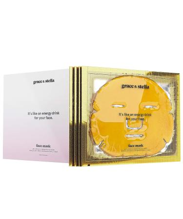 Grace & Stella 24K Gold Face Mask (6 pcs) - Vegan Collagen-Boosting Hydrating and Energizing Facial Mask - Buy Online on SooperMarket.com