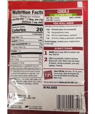 McCormick Gluten-Free Chili Seasoning Mix 1oz (3 Pack) - Flavorful Seasoning for Gluten-Free Chili Recipes - Buy Online on SooperMarket.com