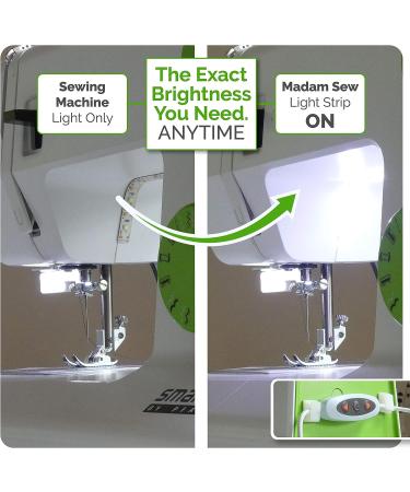 Madam Sew 12 Sewing Machine USB LED Light Strip - Clean White Lights for Brother, Janome, Babylock, Pfaff - Dimmable Strip Light with 98 Power Cord - Buy Online on SooperMarket.com