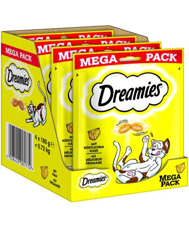 Dreamies classic cat snacks with cheese - cat lick with crispy texture and creamy filling - 4 x 180g cheese 720 g (1 Pack)