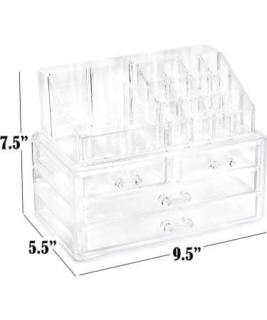 Clear Cosmetic Storage Organizer - 4-Drawer | 16 Compartments | Organize Cosmetics, Jewelry, and Hair Accessories with Ease - Elegant Design for Vanity, Bathroom, or Dresser - Buy Online on SooperMarket.com