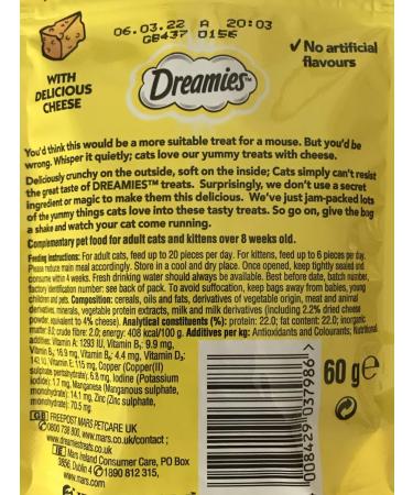 Dreamies Cat Treats Bundle - 2 Flavours - Tantalising Turkey and Delicious Cheese 60g (one of each) - Buy Online on SooperMarket.com