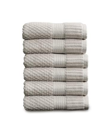 NY Loft 100% Cotton Hand Towel 6 Pack | Super Soft & Absorbent Quick-Dry Hand Towels 16" x 28" |Textured and Durable Cotton | Trinity Collection (6 Pack Hand Towel, Quiet Grey) Hand Towel (6 Pack) Quiet Grey