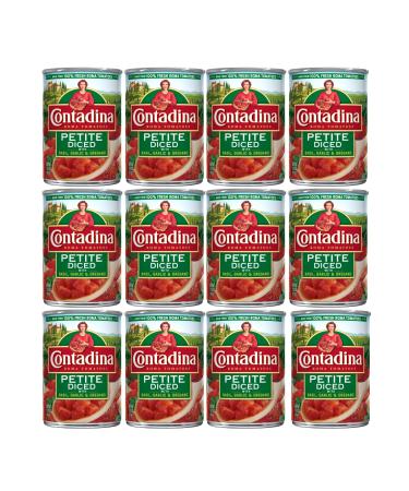 CONTADINA Petite Diced Tomatoes with Garlic, Basil & Oregano Tomatoes, 14.5 Ounce (Pack of 12)