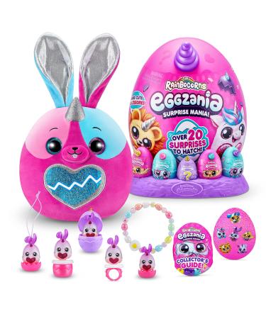 Rainbocorns Eggzania Surprise Mania Whipper the Bunny - Collectible Plush - Over 20 Surprises Inside 28 cm Cuddle Plush Stuffed Animal Rings Bracelets Stickers Wearable Accessories (Bunny) Bunny (Whipper)