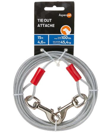 Petmate Heavy Duty Vinyl Tie-Out Cable - Clear Break Strength 1700 lbs - Silver 15 ft 15-feet