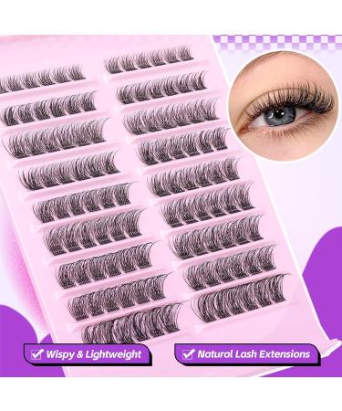 PHKERATA Wispy Cluster Lashes Kit - 108Pcs C Curl Natural Eyelash Clusters with Bond, Seal, and Tweezers | Individual Eyelashes Extension Set (0.07D 8-16MM) - Natural Look - Buy Online on SooperMarket.com