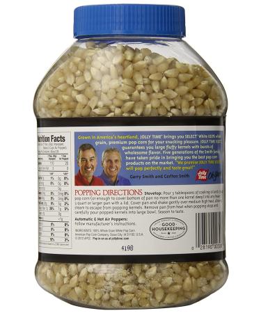 JOLLY TIME Select Gourmet White Popcorn Kernels - 30 oz Bulk Jars (Pack of 6) for Air Popper or Stovetop - Buy Online on SooperMarket.com
