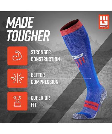 MudGear Premium Compression Socks - USA & Canada Editions | Run, Hike, Trail Compression, Recovery Medium - Patriot Design - Buy Online on SooperMarket.com