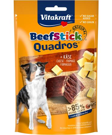 Vita power Beef Stick Quadros Hundeleckerlie extra meaty with cheese for rewarding and pampering without adding sugar and grain (1x 70g) 70 g (1 Pack)