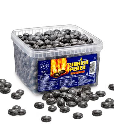 Fazer Tyrkisk Peber Original 2.2 KG Tub - Salty Liquorice Hard Candy - Scandinavian Sweets